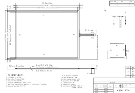 Fil 4 résistant de haute de clarté empreinte digitale résistive d'écran tactile 15 pouces